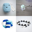Stress Mallow by Crochet and Clay Cat + Fidgets Bundle Blue Mint Green Blue white deep blue