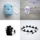 Stress Mallow by Crochet and Clay Cat + Fidgets Bundle Blue Purple Black and white
