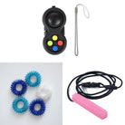 2 Classic Fidget Toys + Textured Prism Chew Necklace (choose your colors) The Autistic Innovator Blue Ocean Classic Pink