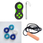 2 Classic Fidget Toys + Textured Prism Chew Necklace (choose your colors) The Autistic Innovator Blue Ocean Green Orange