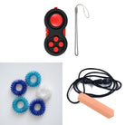 2 Classic Fidget Toys + Textured Prism Chew Necklace (choose your colors) The Autistic Innovator Blue Ocean Red Orange