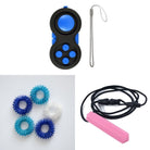 2 Classic Fidget Toys + Textured Prism Chew Necklace (choose your colors) Blue Ocean Blue Pink