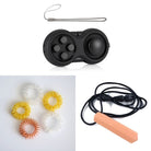 2 Classic Fidget Toys + Textured Prism Chew Necklace (choose your colors) Golden All Black Orange