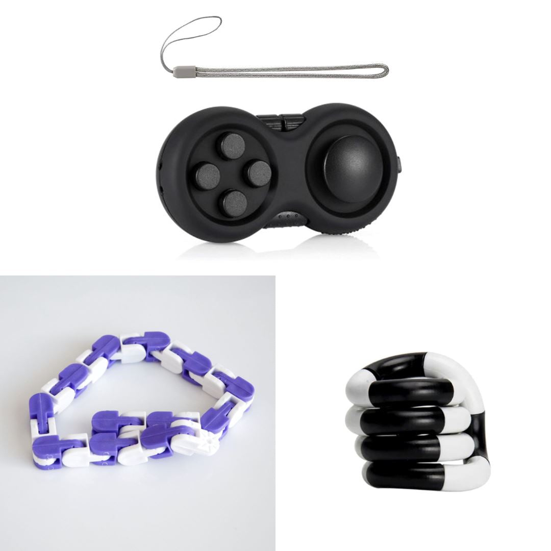 3 Fidgets Bundle (choose your colors) All Black Black and white Purple & White