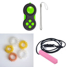 2 Classic Fidget Toys + Textured Prism Chew Necklace (choose your colors) Golden Green Pink