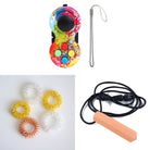 Textured Prism Chew Necklace + 2 Classic Fidget Toys (choose your colors) The Autistic Innovator Golden Paint Splatter Orange