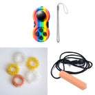 Textured Prism Chew Necklace + 2 Classic Fidget Toys (choose your colors) The Autistic Innovator Golden Rainbow Orange