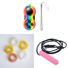 Textured Prism Chew Necklace + 2 Classic Fidget Toys (choose your colors) The Autistic Innovator Golden Rainbow Pink