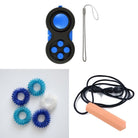 2 Classic Fidget Toys + Textured Prism Chew Necklace (choose your colors) Blue Ocean Blue Orange