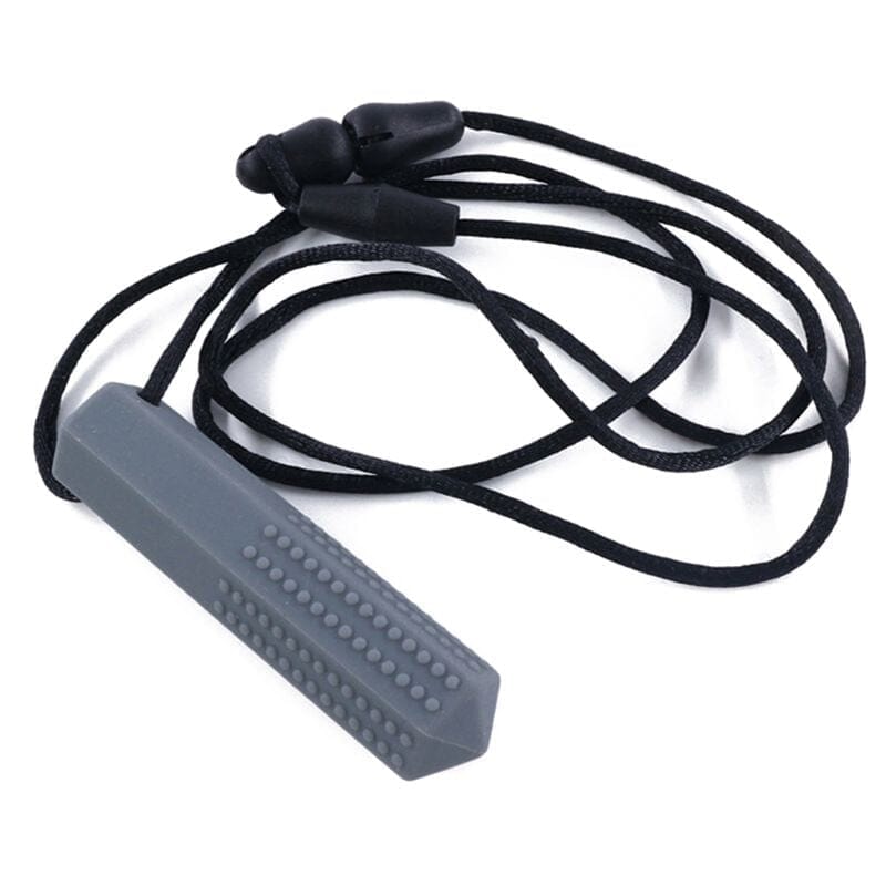 Textured Prism Chew Necklace Grey 