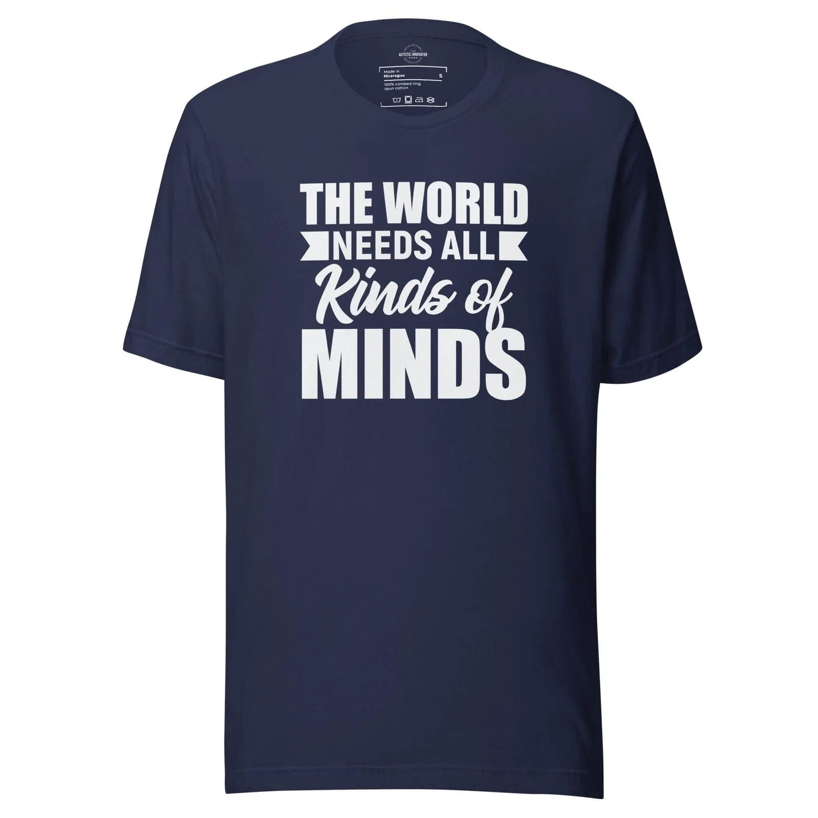 The World Needs All Kinds of Minds Unisex t-shirt Navy S 
