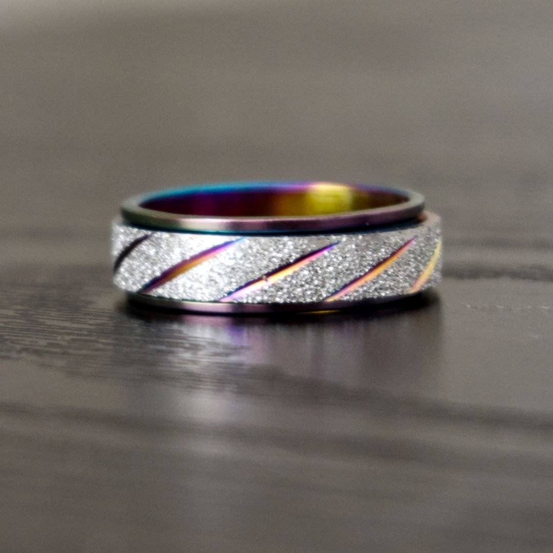 Glitter Spinner Fidget Ring The Autistic Innovator Rainbow 6 