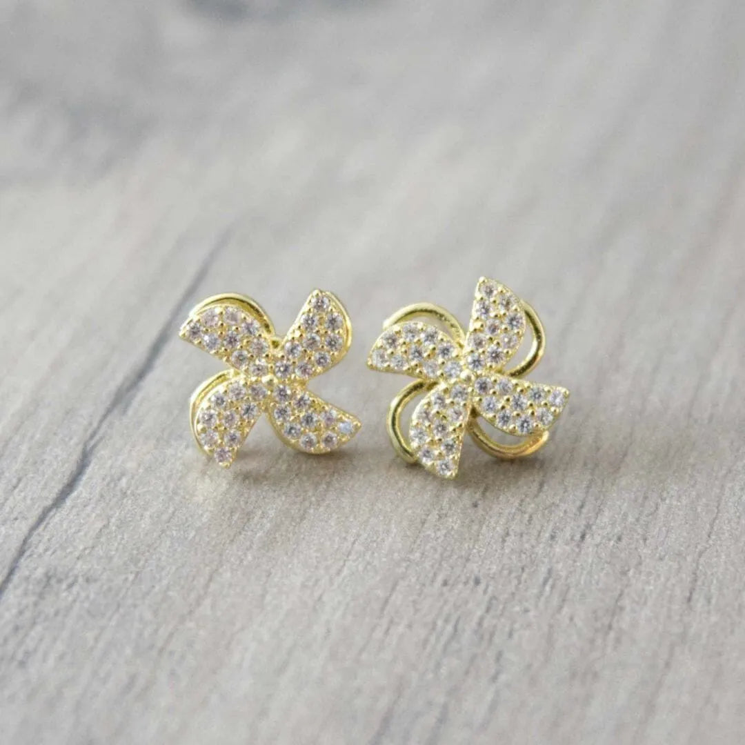 Windmill Spinner Fidget Earrings Gold 