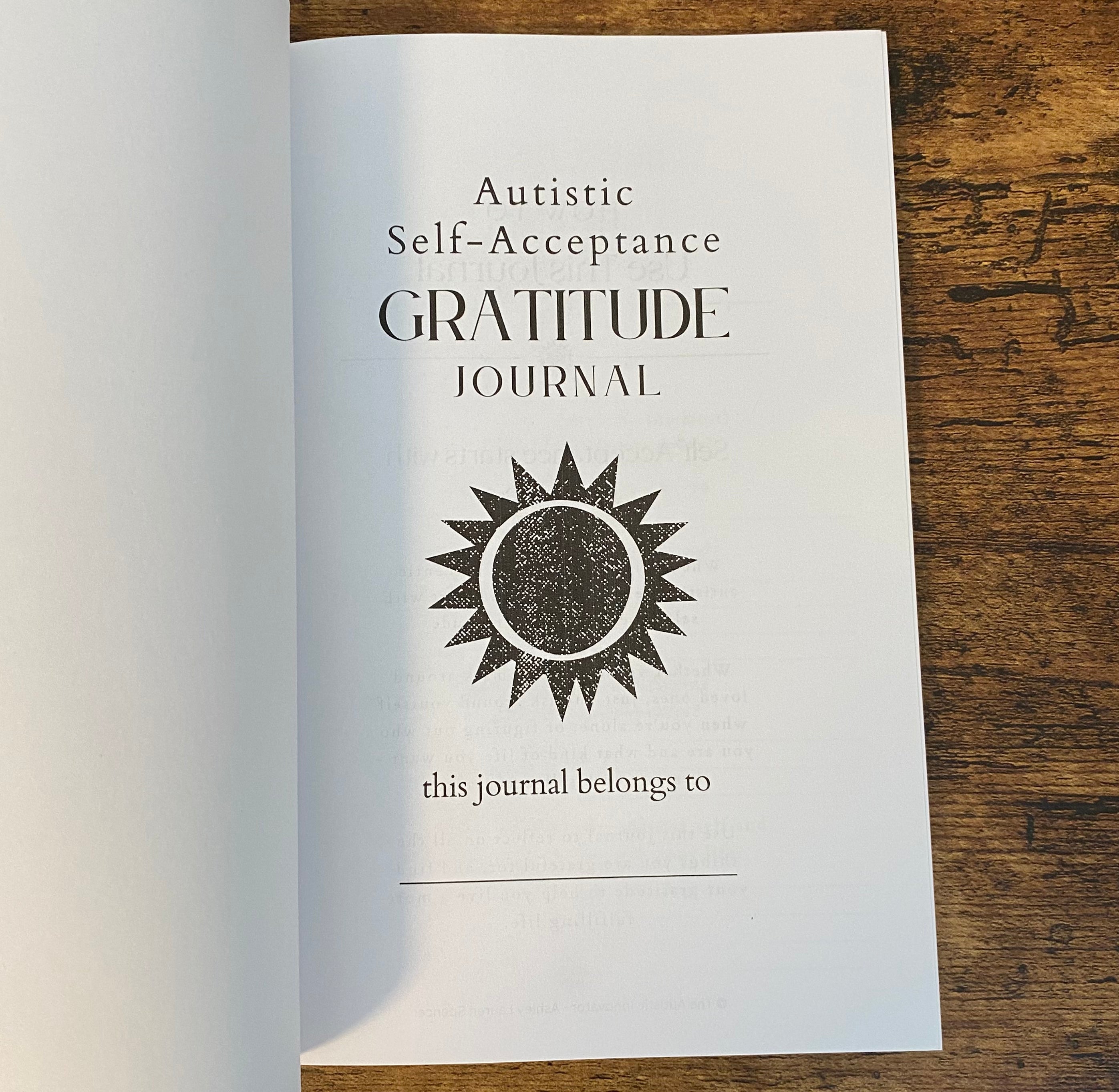 Autistic Self-Acceptance Gratitude Journal The Autistic Innovator 
