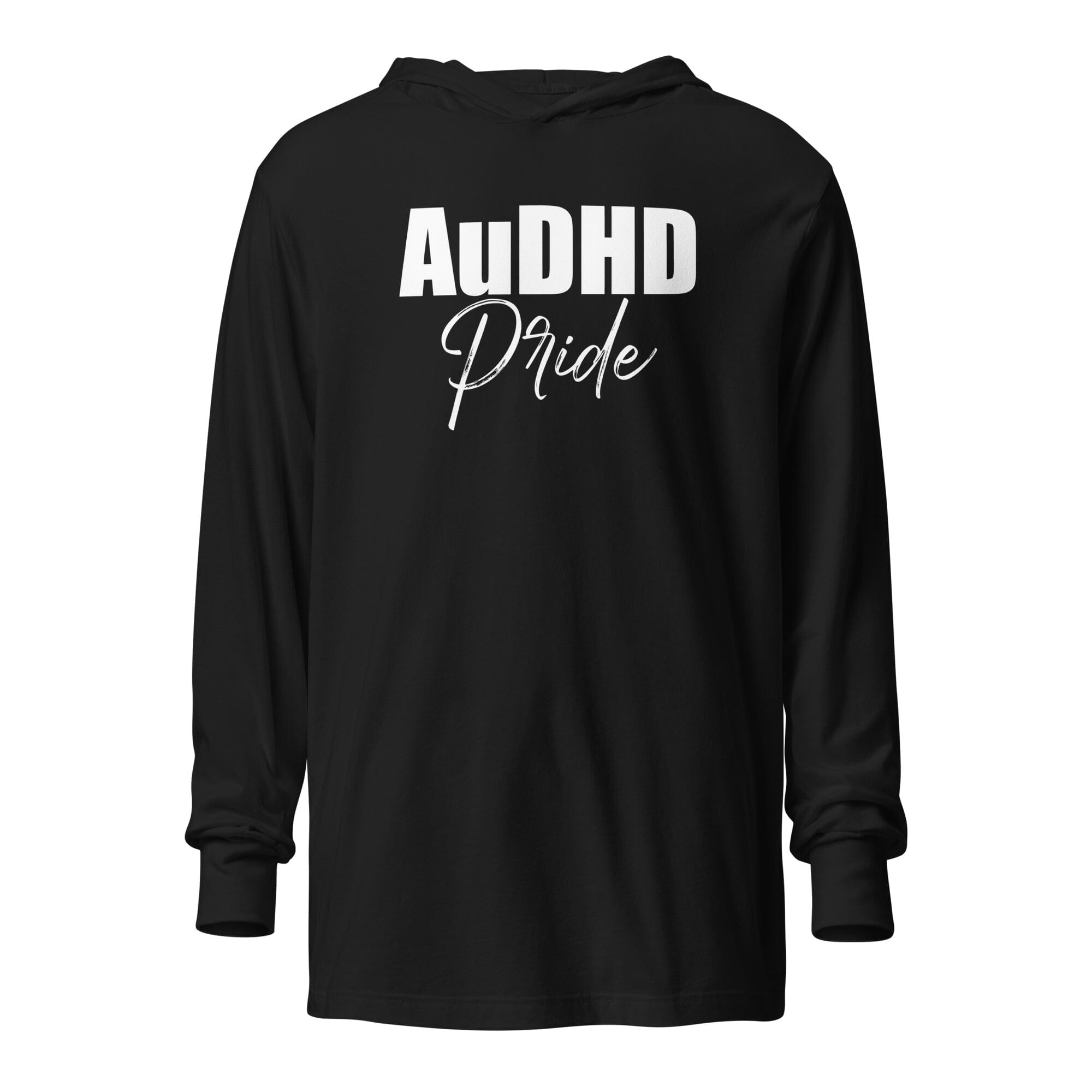 AuDHD Pride Hooded long-sleeve tee The Autistic Innovator Black XS 