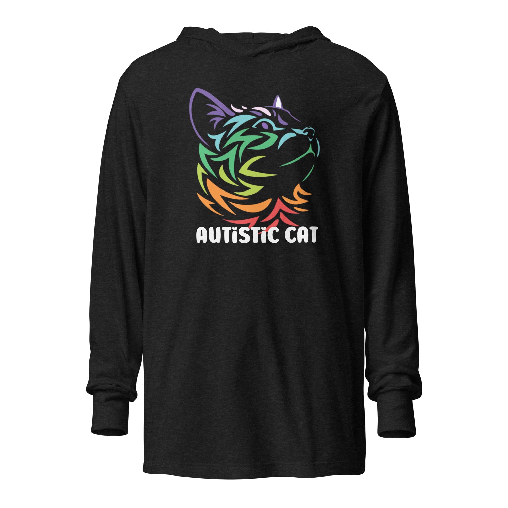 Autistic Cat Unisex Hooded long-sleeve tee The Autistic Innovator Charcoal-Black Triblend XS 