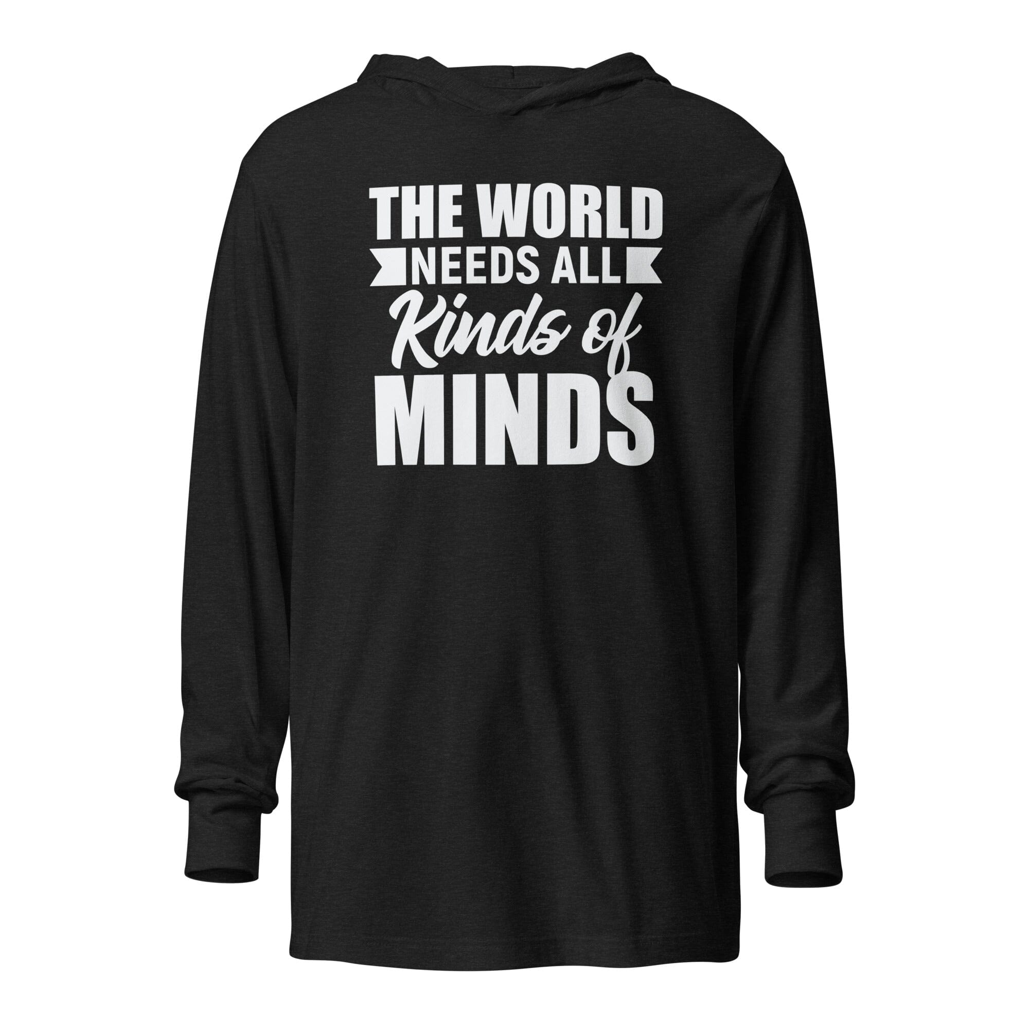 The World Needs All Kinds of Minds Hooded long-sleeve tee The Autistic Innovator Charcoal-Black Triblend XS 