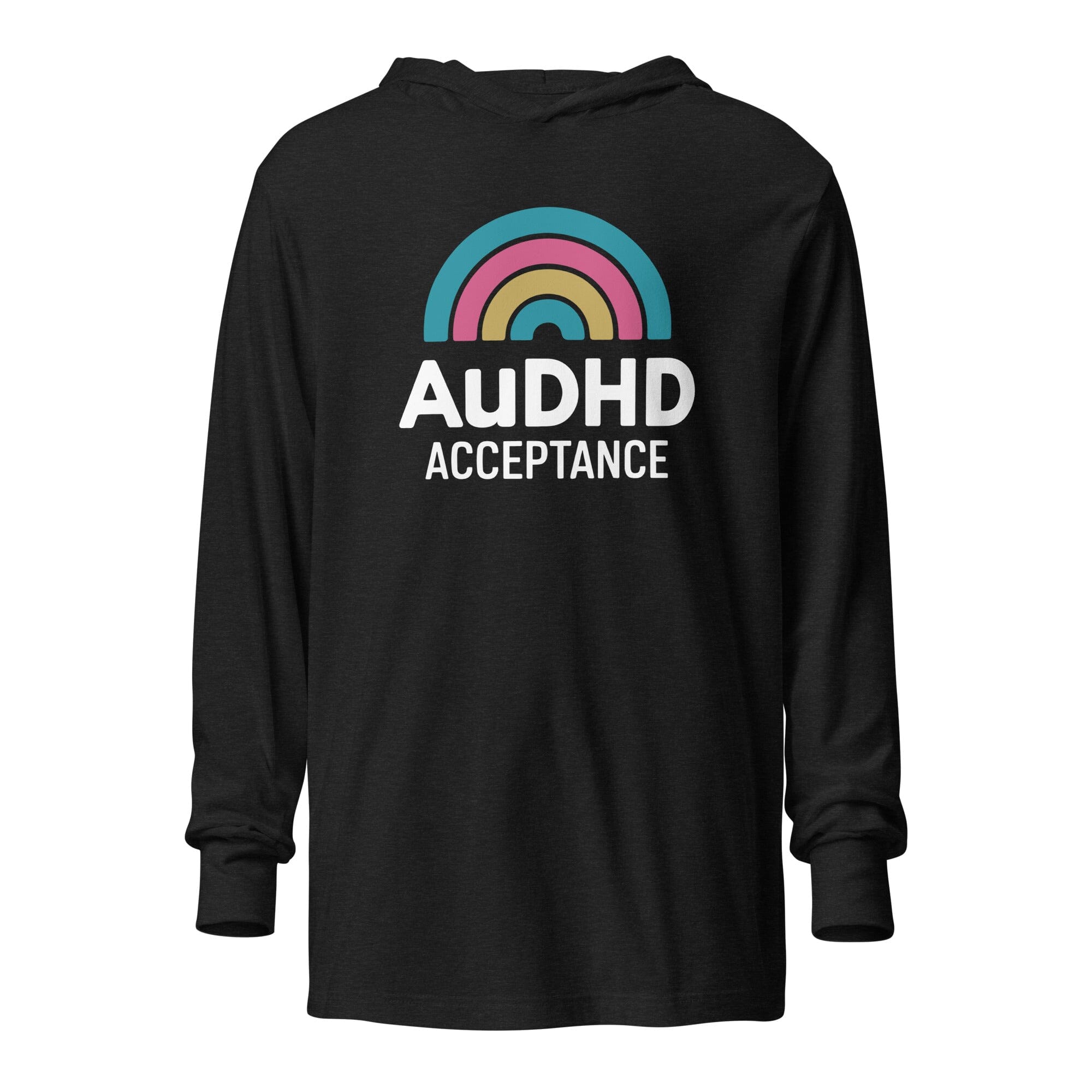 AuDHD Hooded long-sleeve tee The Autistic Innovator Charcoal-Black Triblend XS 