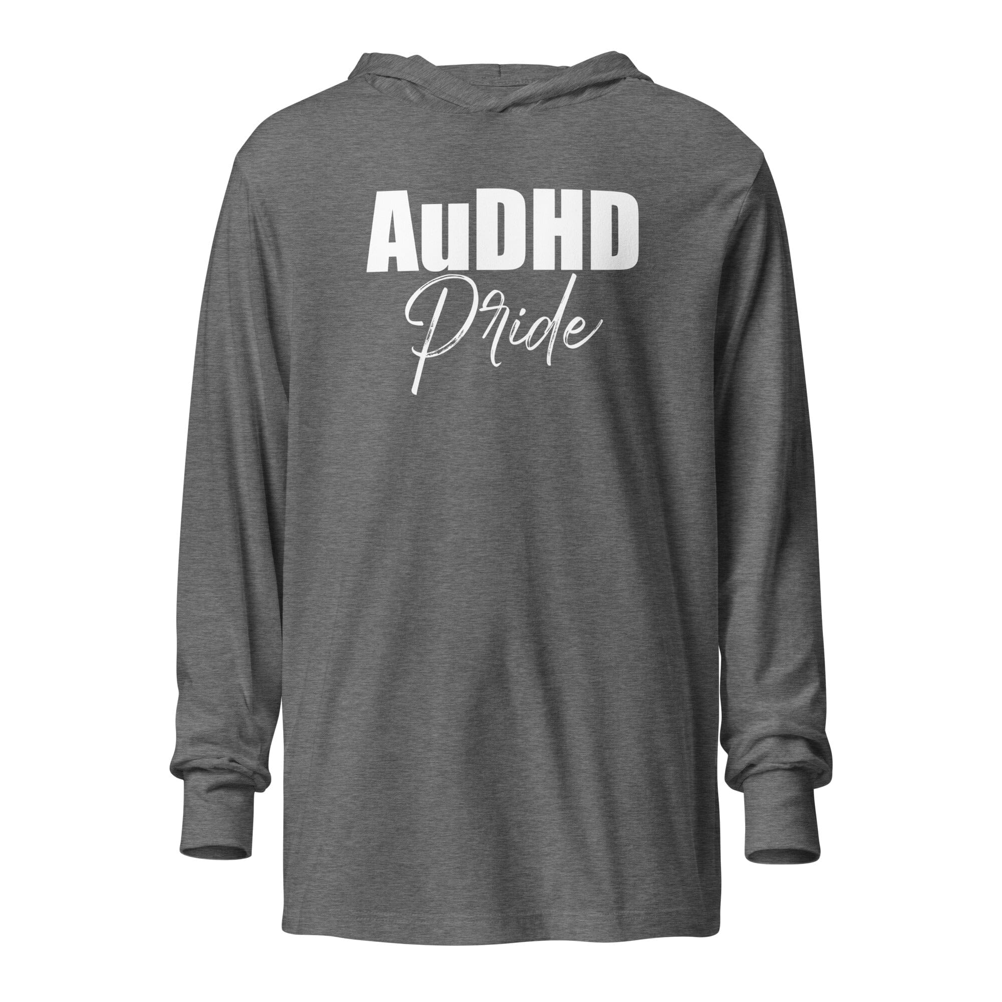 AuDHD Pride Hooded long-sleeve tee The Autistic Innovator Grey Triblend XS 