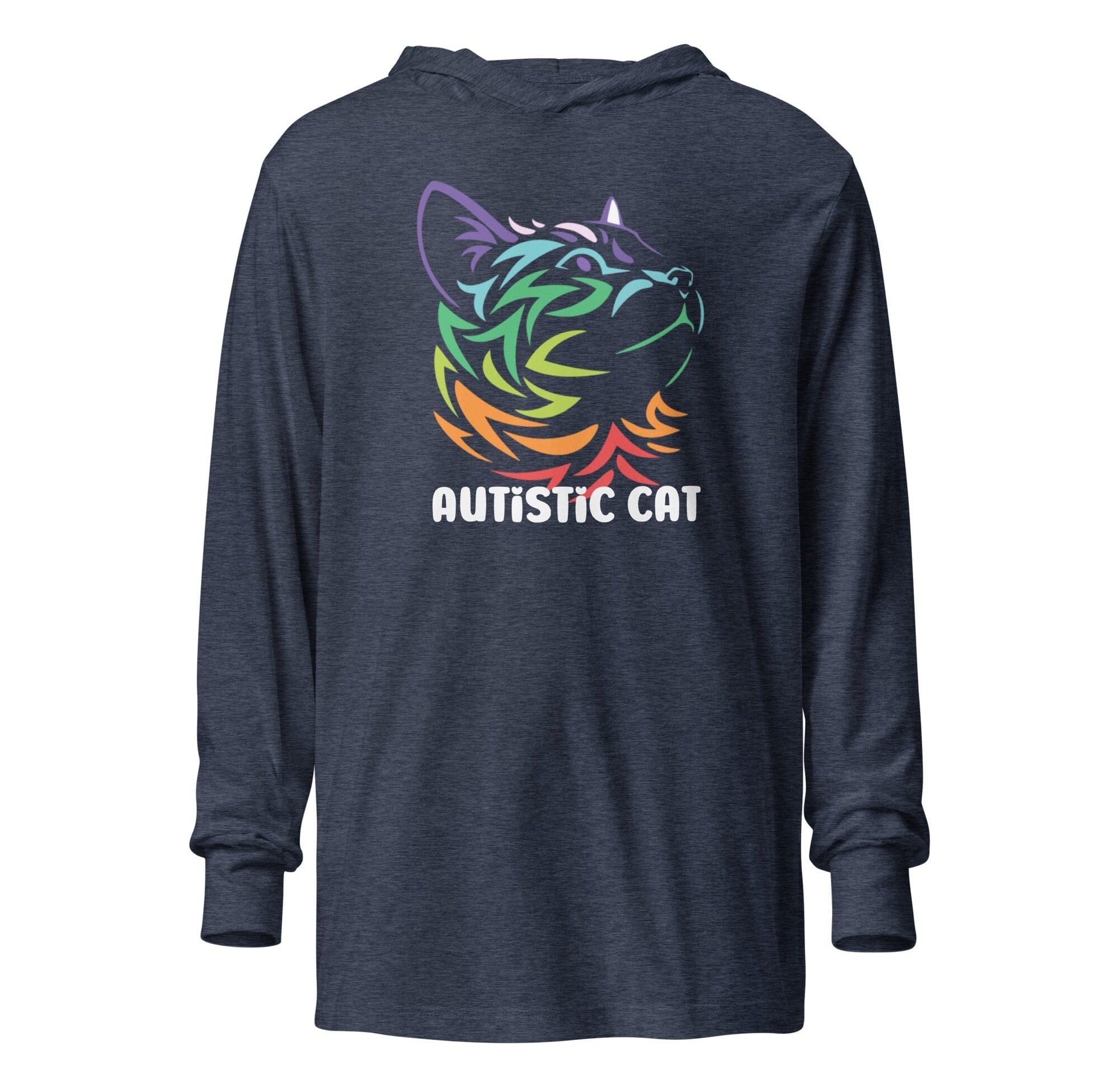 Autistic Cat Unisex Hooded long-sleeve tee The Autistic Innovator Heather Navy XS 