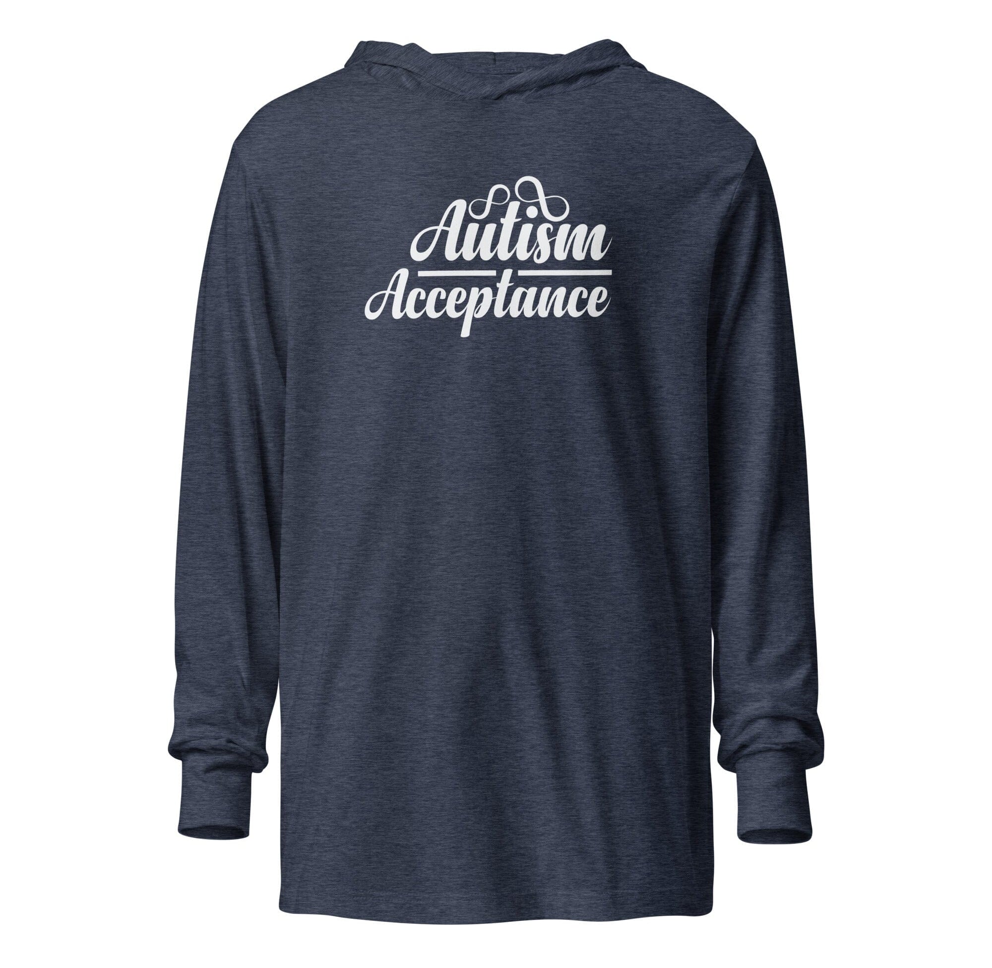 Autism Acceptance Unisex Hooded long-sleeve tee The Autistic Innovator Heather Navy XS 