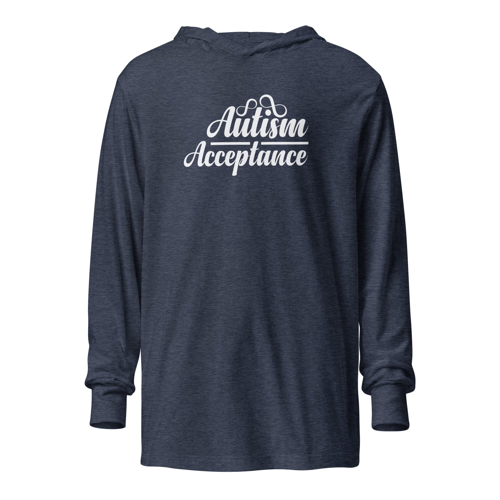 Autism Acceptance Unisex Hooded long-sleeve tee The Autistic Innovator Heather Navy XS 