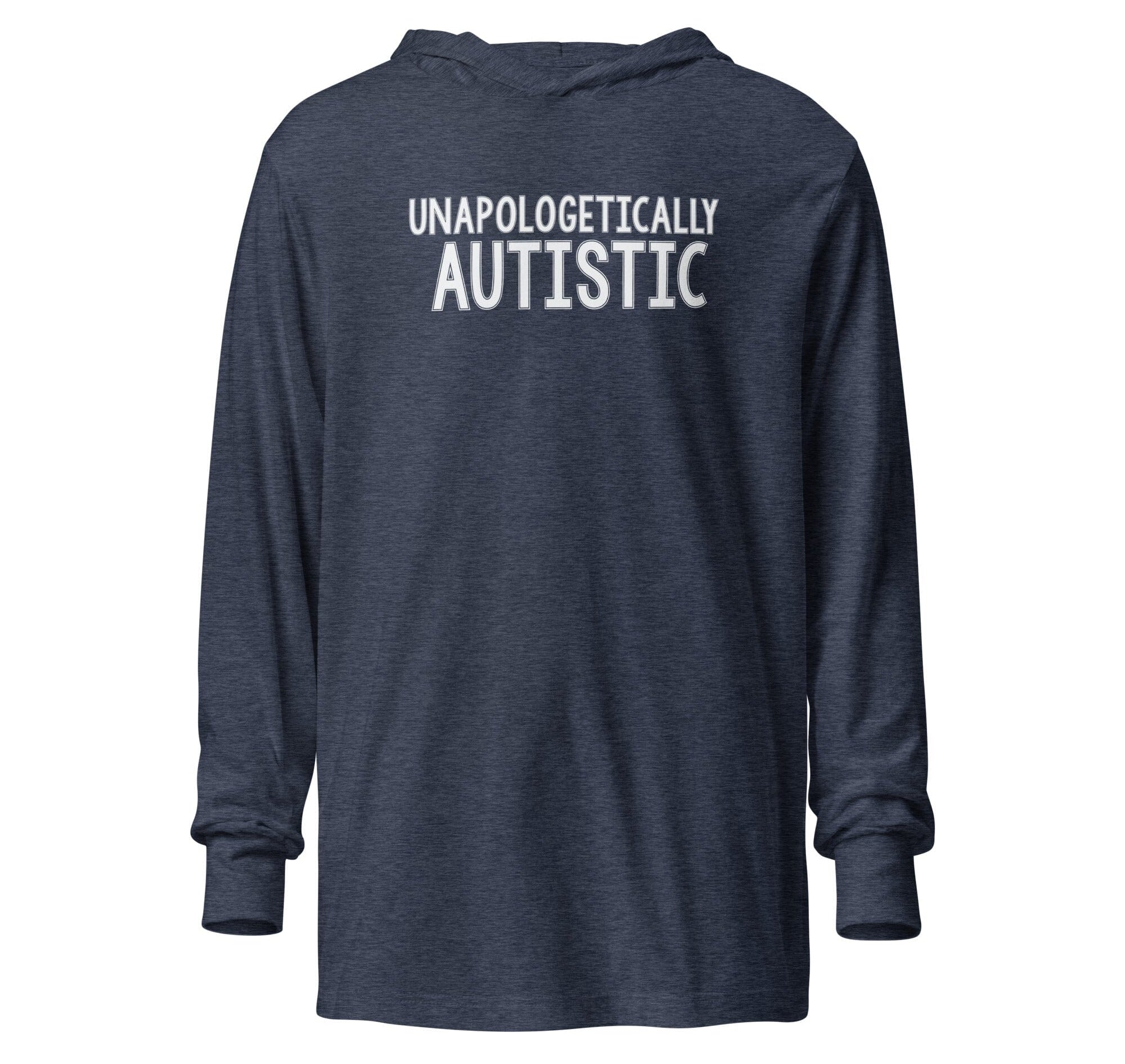Unapologetically Autistic Unisex Hooded long-sleeve tee The Autistic Innovator Heather Navy XS 