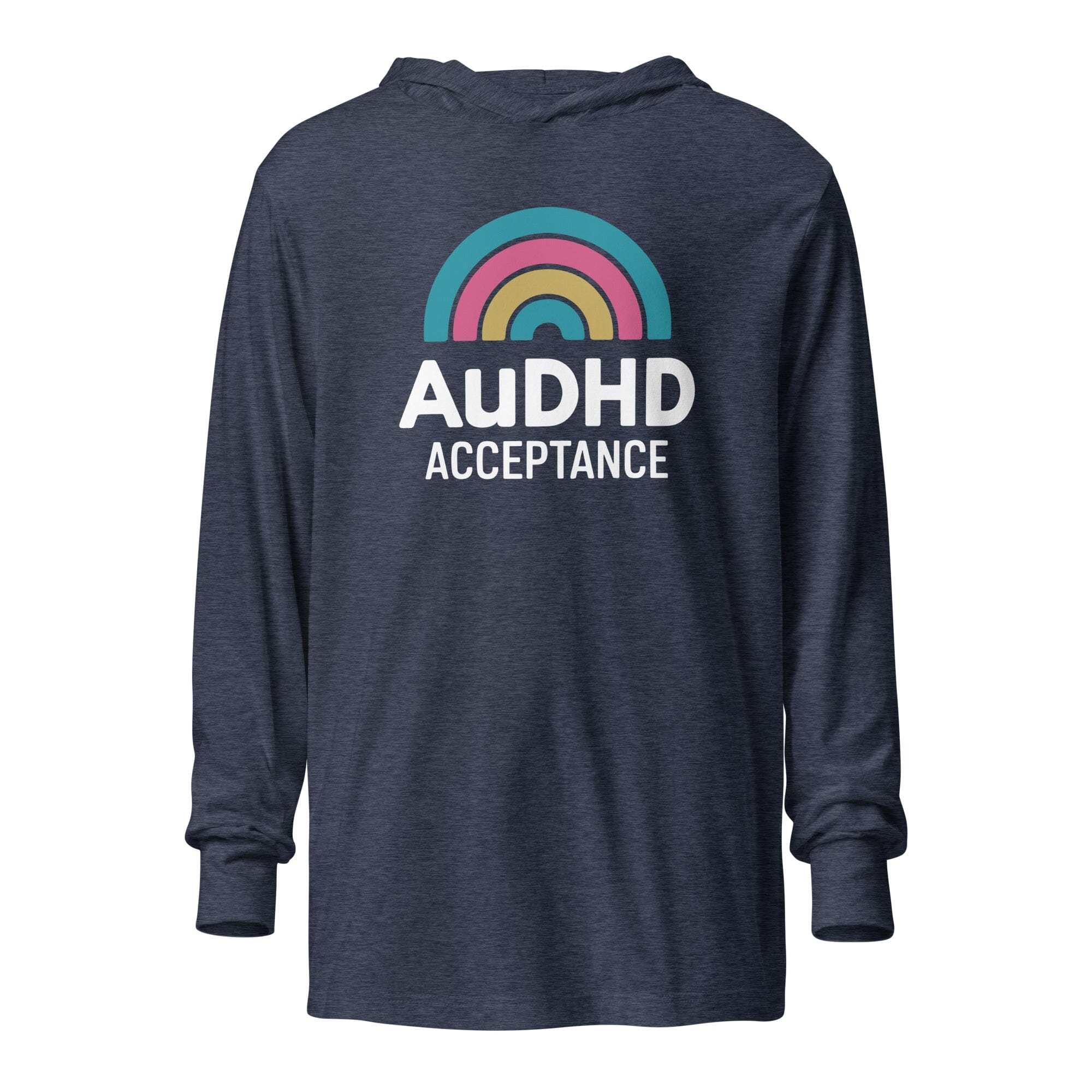 AuDHD Hooded long-sleeve tee The Autistic Innovator Heather Navy XS 