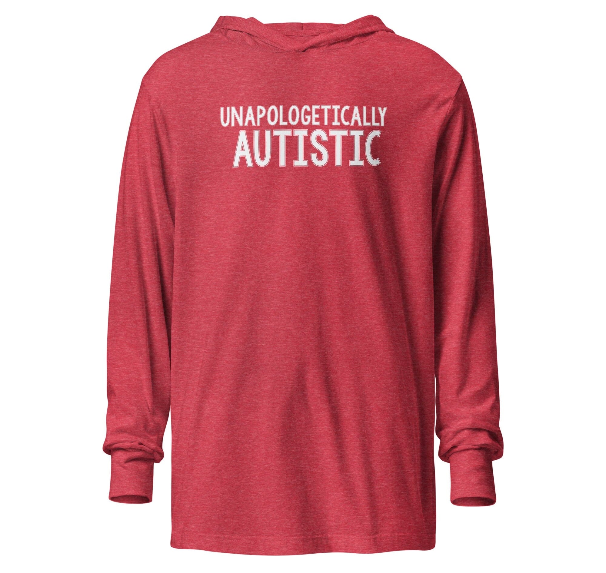 Unapologetically Autistic Unisex Hooded long-sleeve tee The Autistic Innovator Heather Red XS 