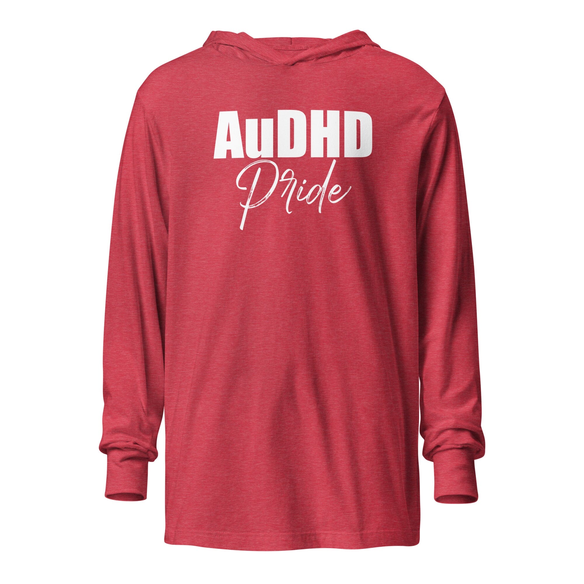 AuDHD Pride Hooded long-sleeve tee The Autistic Innovator Heather Red XS 