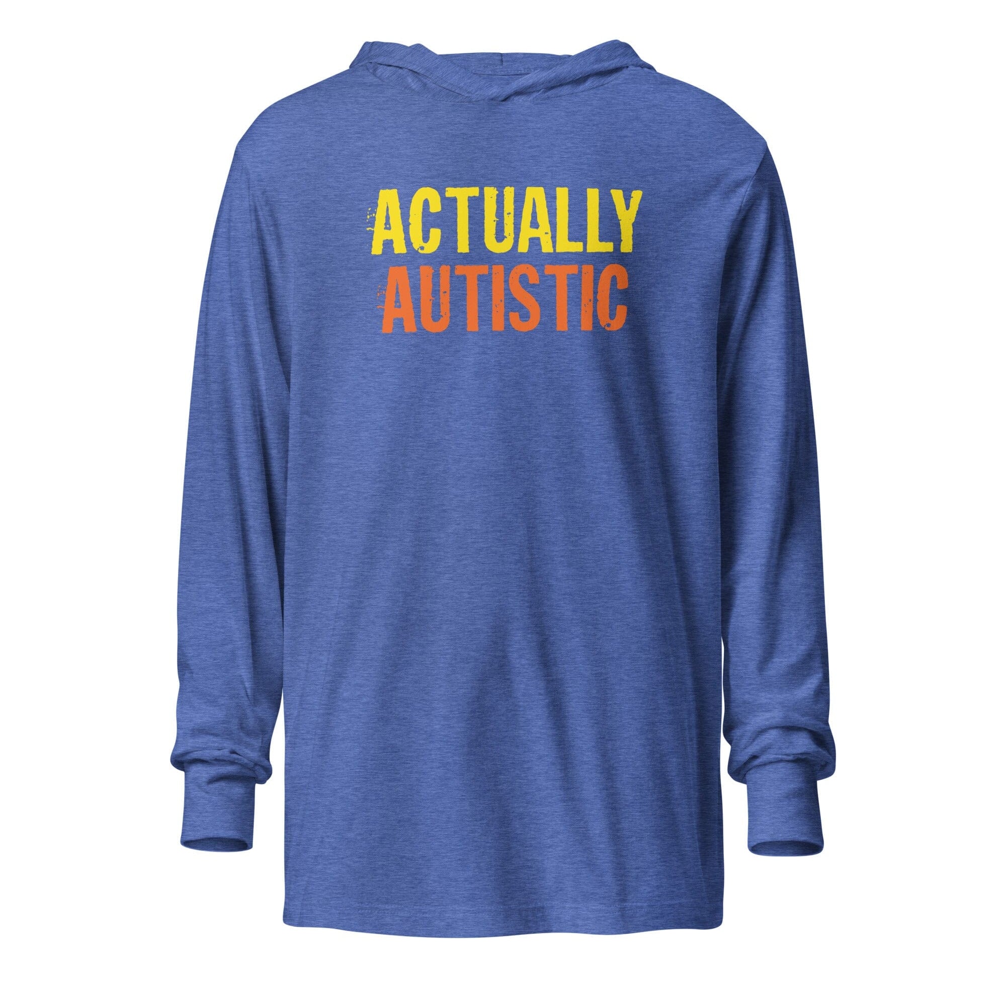 Actually Autistic Unisex Hooded long-sleeve tee The Autistic Innovator Heather True Royal XS 