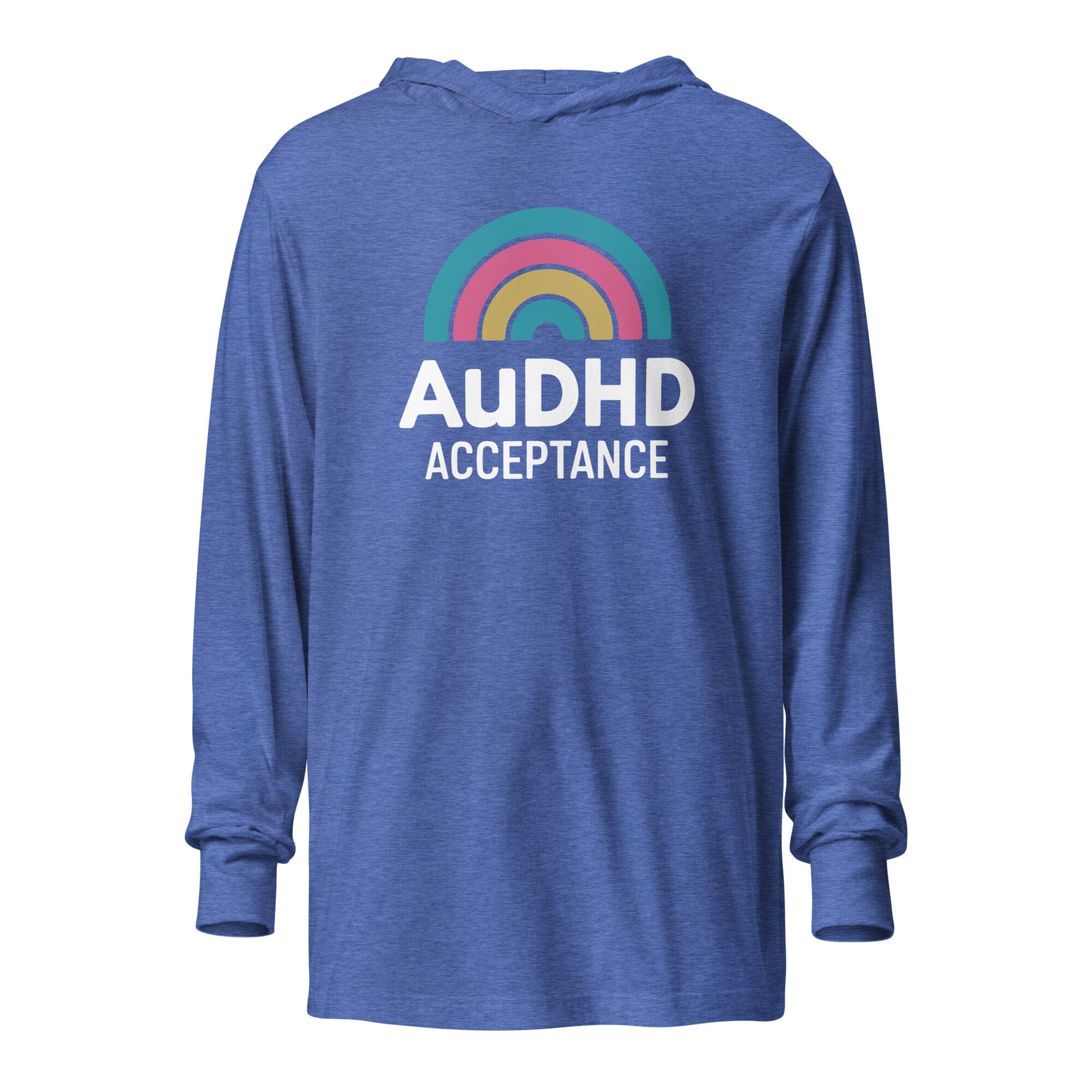 AuDHD Hooded long-sleeve tee The Autistic Innovator Heather True Royal XS 