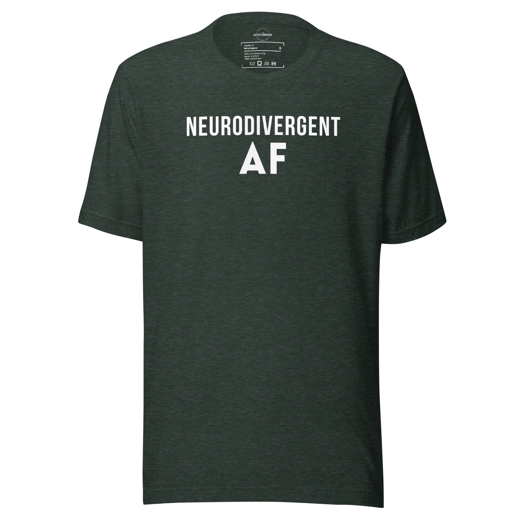 Neurodivergent AF Unisex t-shirt T-Shirt The Autistic Innovator Heather Forest S 