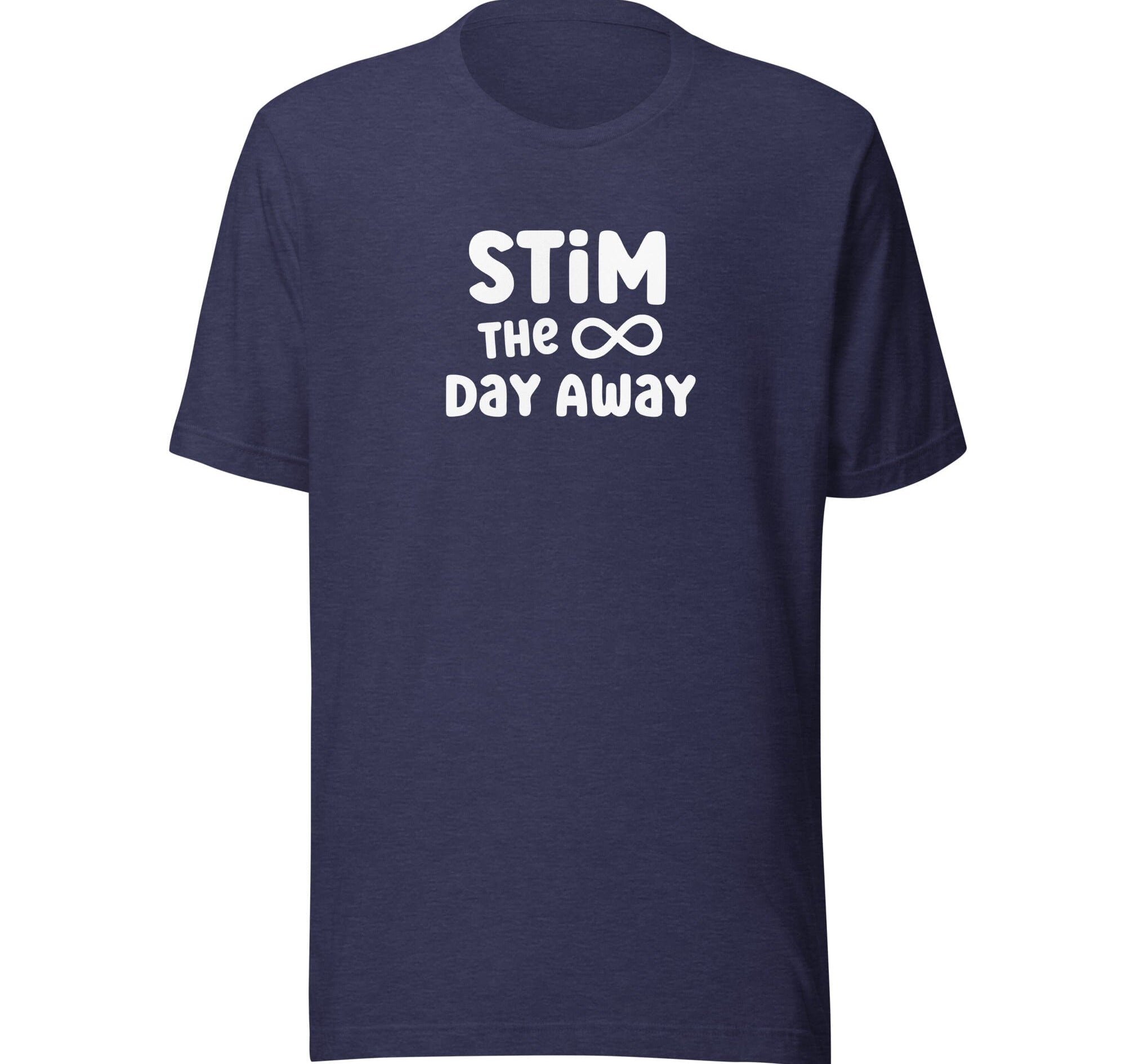 Stim the Day Away Unisex t-shirt The Autistic Innovator Heather Midnight Navy XS 