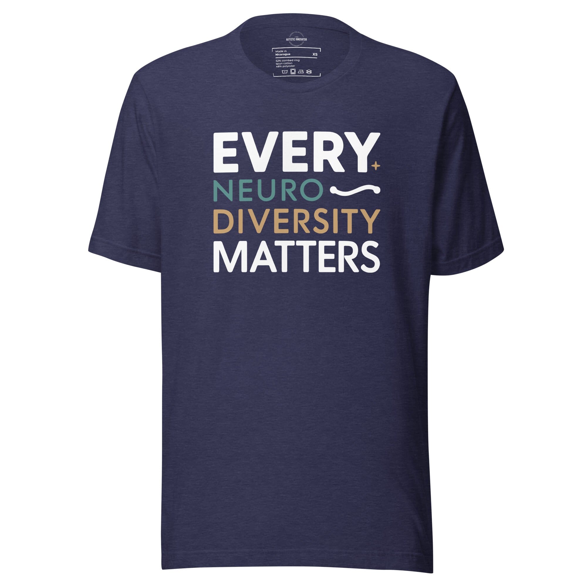 Every Neurodiversity Matters Unisex t-shirt The Autistic Innovator Heather Midnight Navy XS 