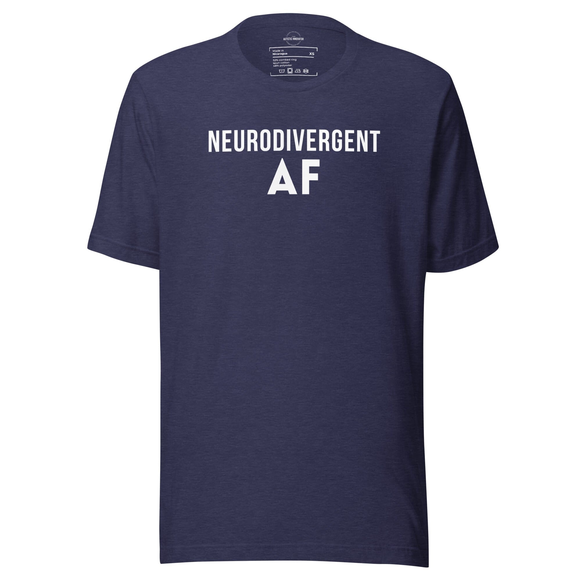 Neurodivergent AF Unisex t-shirt T-Shirt The Autistic Innovator Heather Midnight Navy XS 