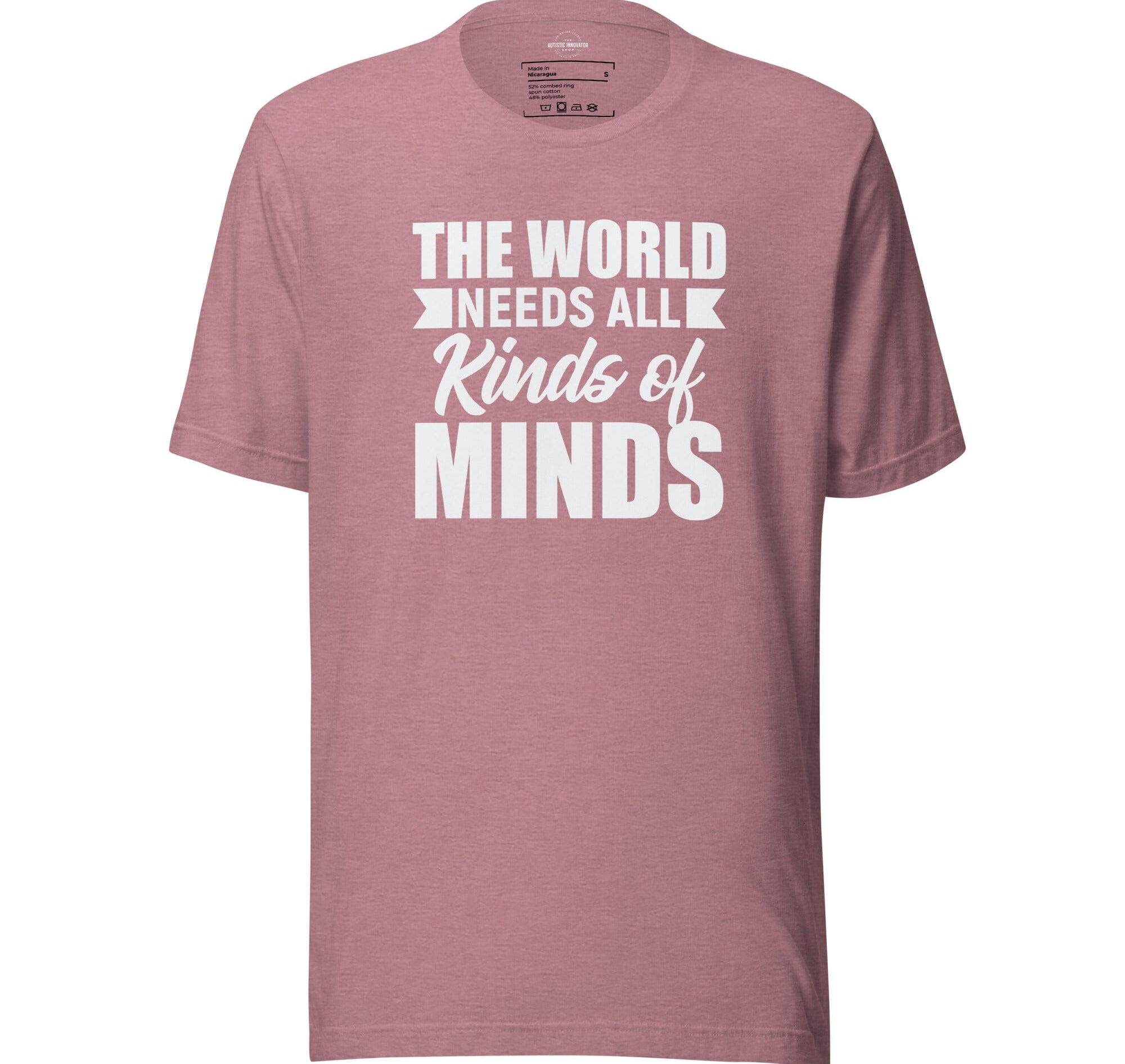 The World Needs All Kinds of Minds Unisex t-shirt The Autistic Innovator Heather Orchid S 