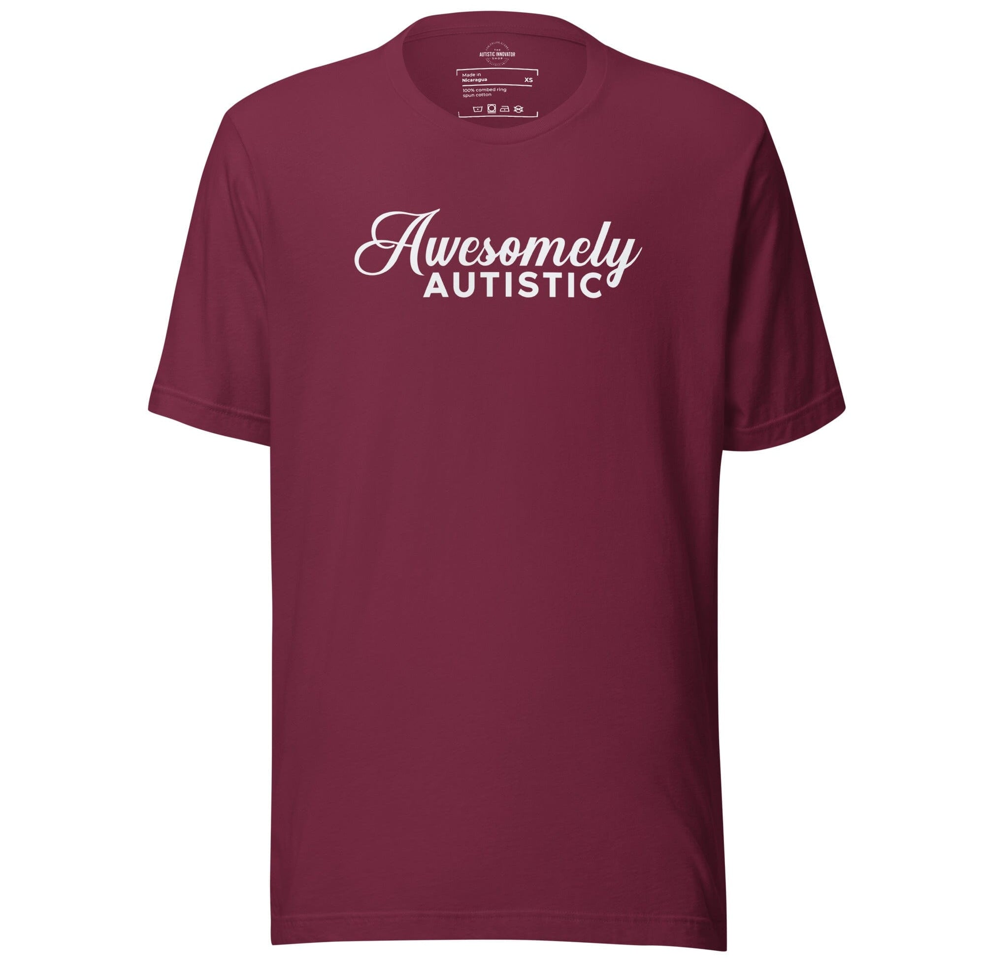 Awesomely Autistic Unisex t-shirt The Autistic Innovator Maroon XS 