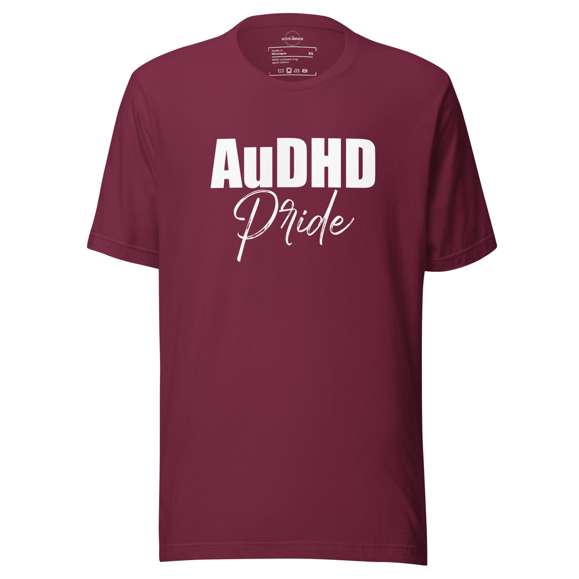 AuDHD Pride Unisex t-shirt The Autistic Innovator Maroon XS 