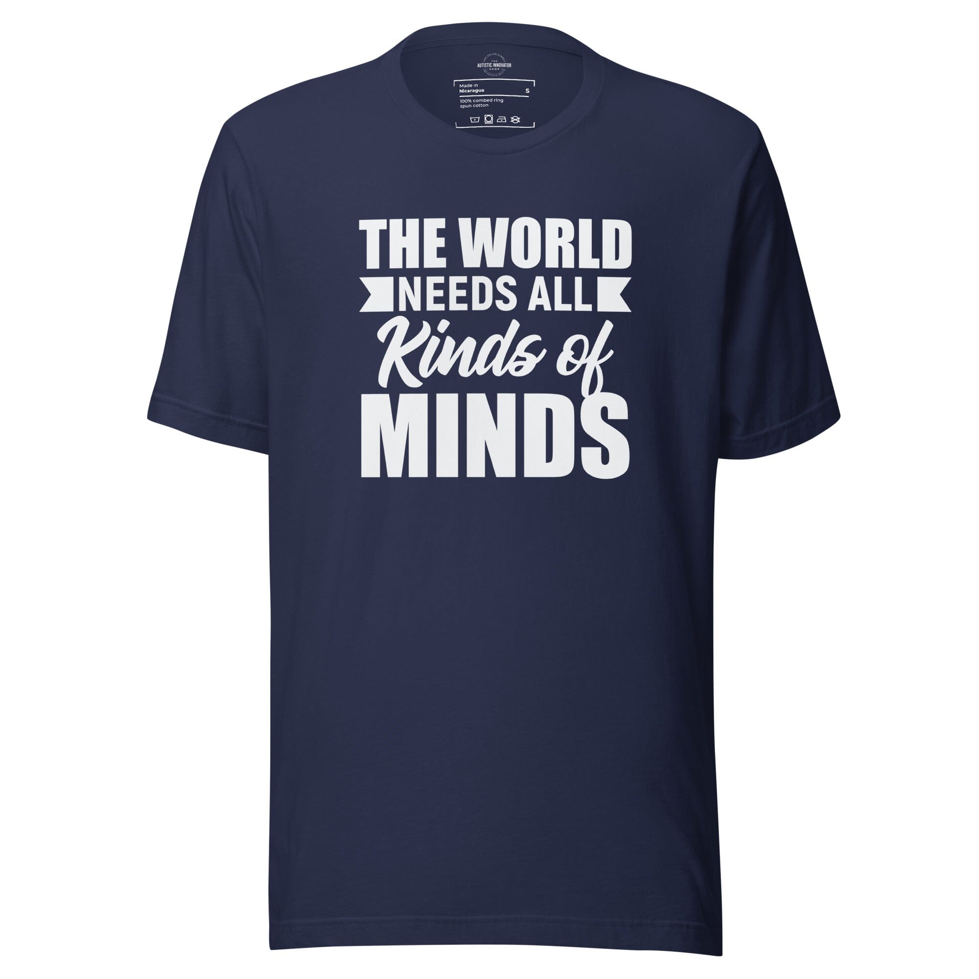 The World Needs All Kinds of Minds Unisex t-shirt The Autistic Innovator Navy S 