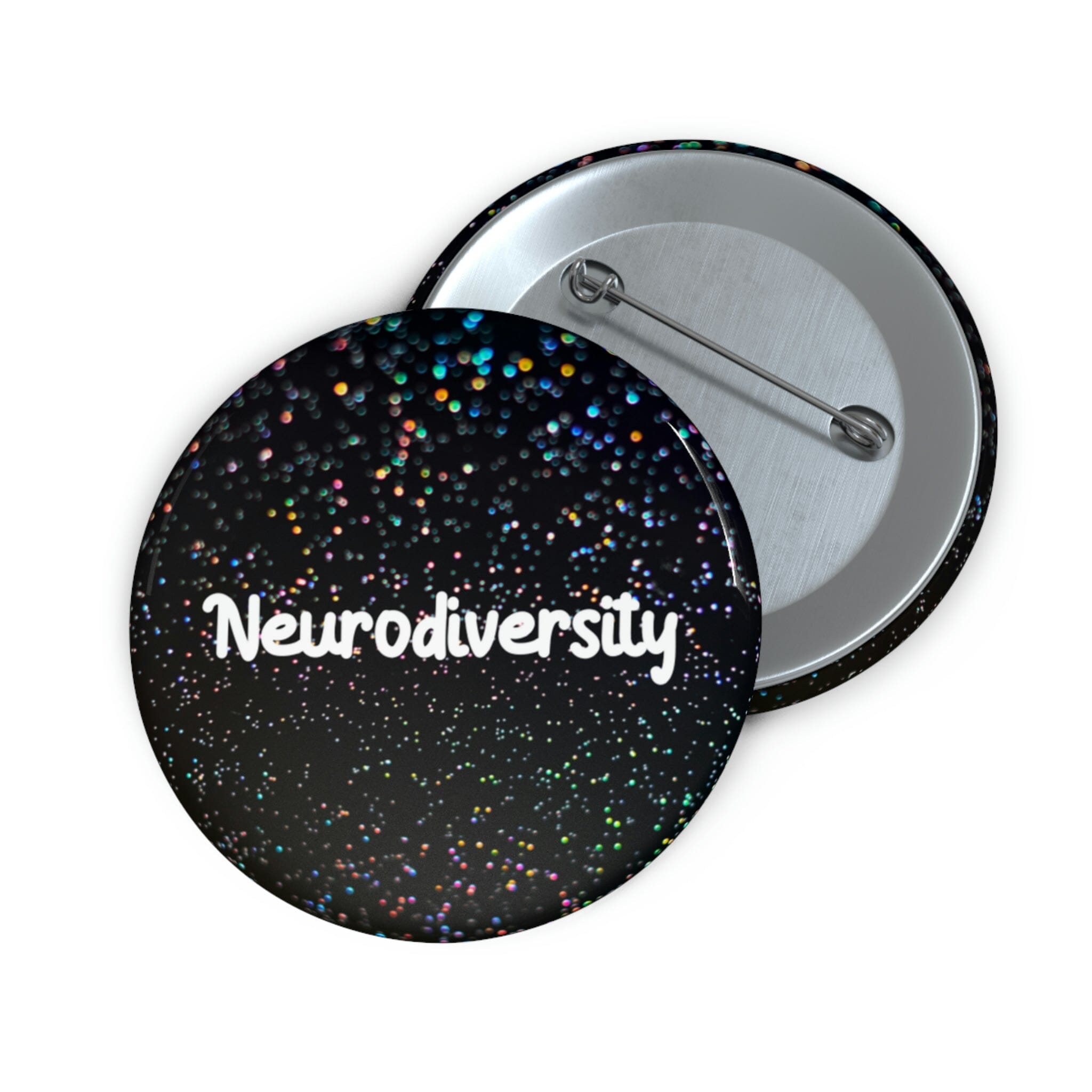Neurodiversity Black Glitter Pin Accessories Printify 2.25" 