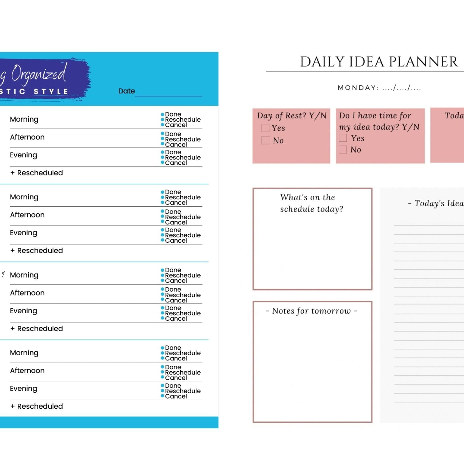 Daily Idea Planner & Weekly Schedule Planner (Bundle) The Autistic Innovator 