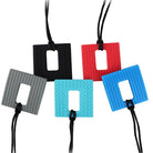Square Textured Chew Necklace Silicone Teether Baby Teething Pendant Chewelry Sensory Therapy Toys for Autism ADHD Special Needs 0 The Autistic Innovator 
