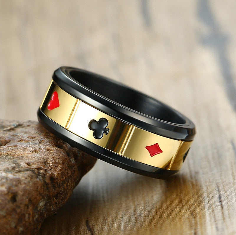 Vnox Fortune Luck Men&#39;s Spinner Rings Peace Wisdom Love Charm Play Cards Las Vegas Male Anillo Rock Accessory 0 The Autistic Innovator 