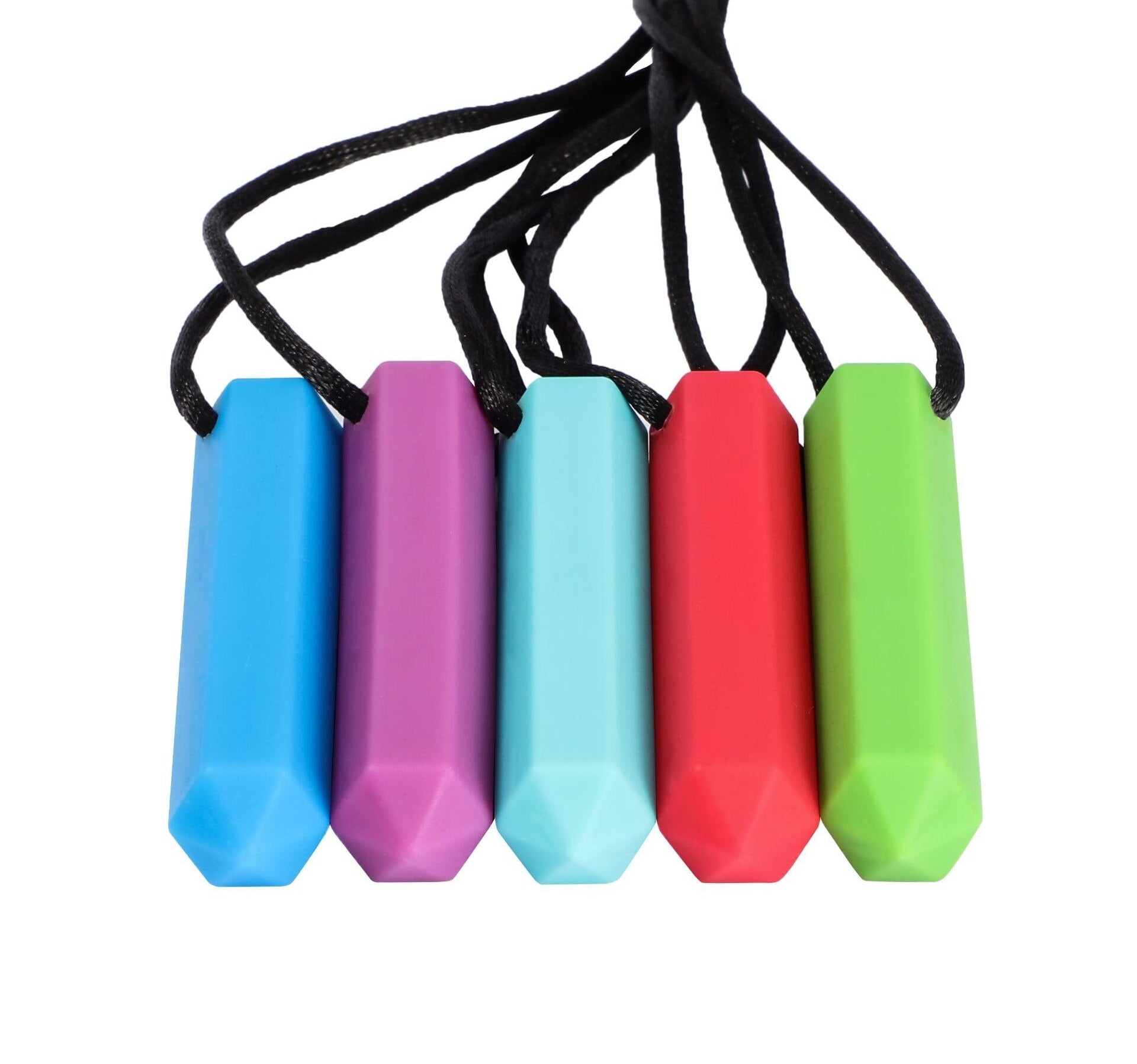 5 Colors Silicone Baby Teether Autistic Children&#39;s Sensory Chewing Silicone Teether Pendant Necklace Molar Stick Bite Toys 0 The Autistic Innovator 