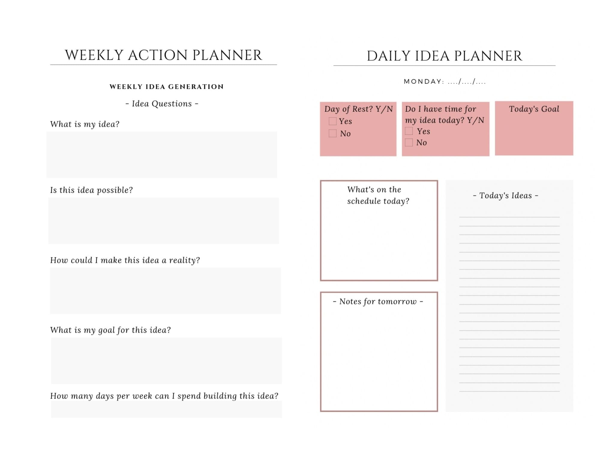 Daily & Weekly Idea Planner for Autistic Adults The Autistic Innovator 