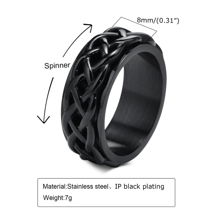 Vnox 8mm Spinner Ring for Men, Black Silver Color Stainless Steel Celtic Knot Finger Band, Viking Amulet Jewelry 0 The Autistic Innovator 