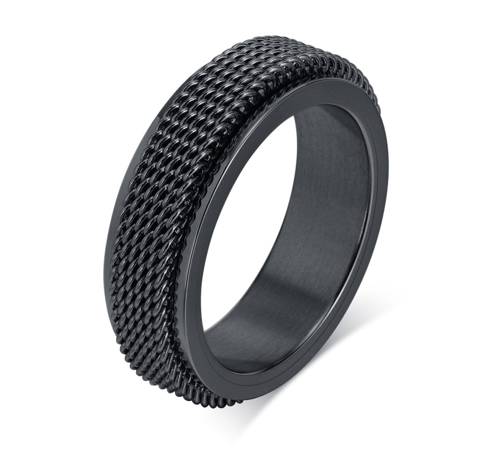 Vnox Waterproof Stainless Steel Metal Spinner Mesh Wedding Band Rings for Men Male Release Stress Gifts Jewelry 0 The Autistic Innovator Black R-664B 7 