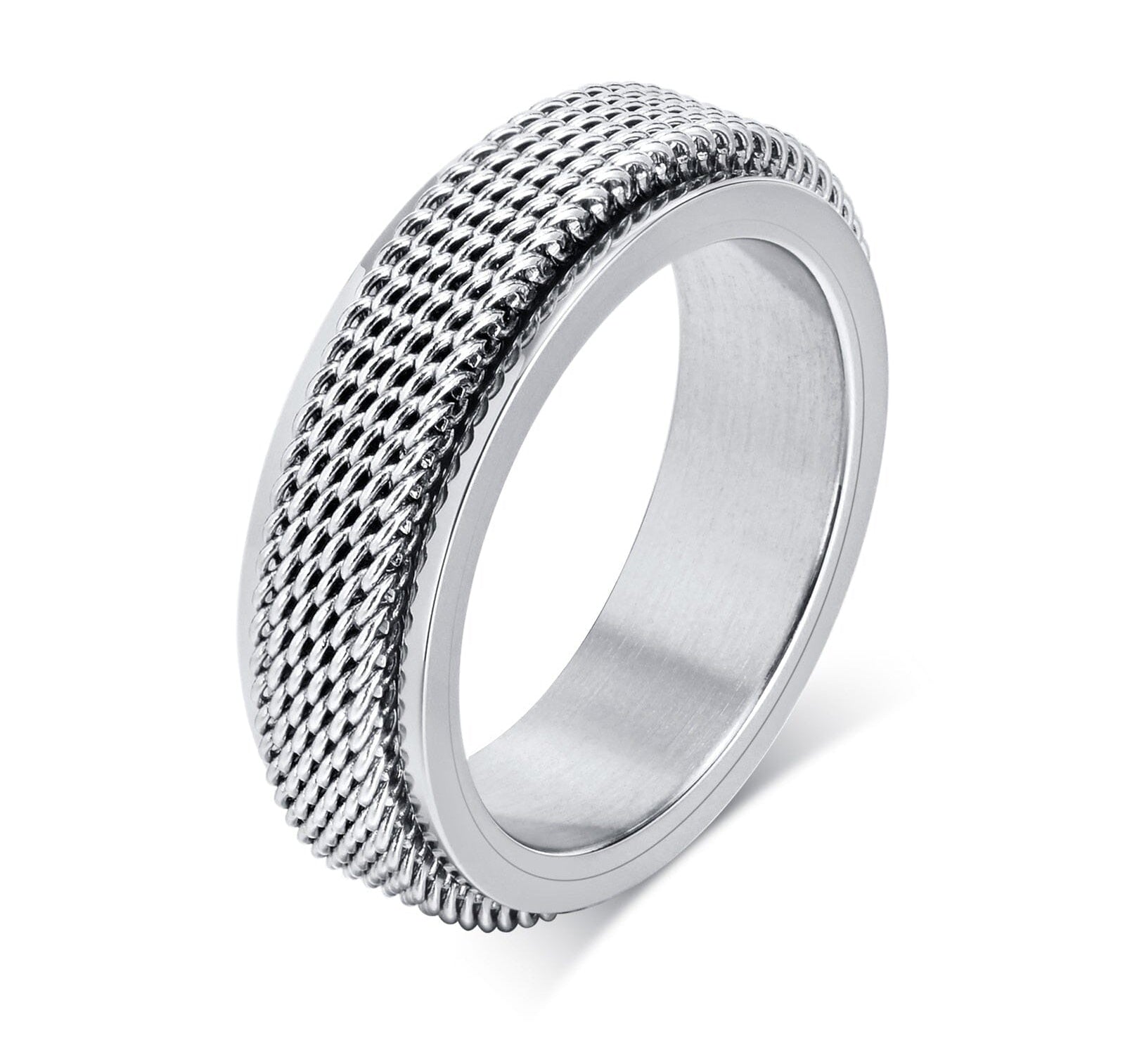 Vnox Waterproof Stainless Steel Metal Spinner Mesh Wedding Band Rings for Men Male Release Stress Gifts Jewelry 0 The Autistic Innovator Silver R-664S 7 