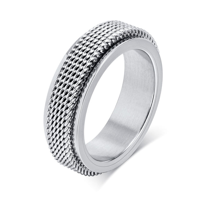 Vnox Waterproof Stainless Steel Metal Spinner Mesh Wedding Band Rings for Men Male Release Stress Gifts Jewelry 0 The Autistic Innovator Silver R-664S 7 
